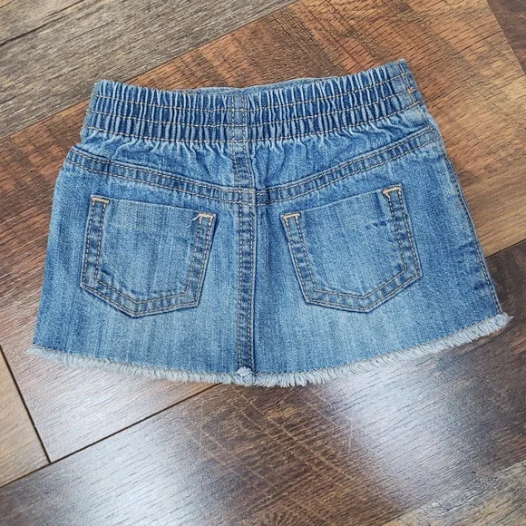 Old Navy Blue Denim Floral Embroidered Skirt, Size 3-6 Months - Picture 2 of 6